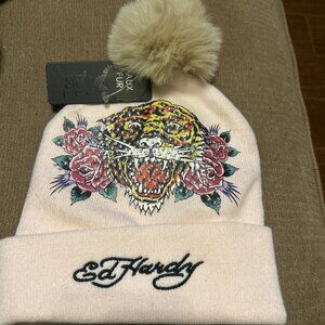 Ed Hardy Screaming Tiger Beanies Pink Color Full With Bling New With Tags